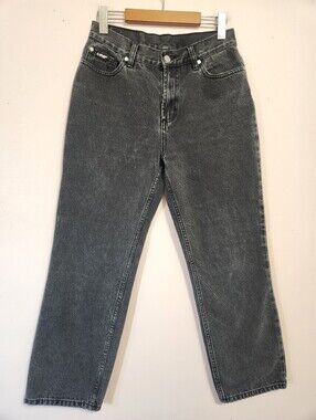 UNIF Faded Black Acid Wash Straight Leg Jeans Y2K Grunge Skater Aesthetic 28